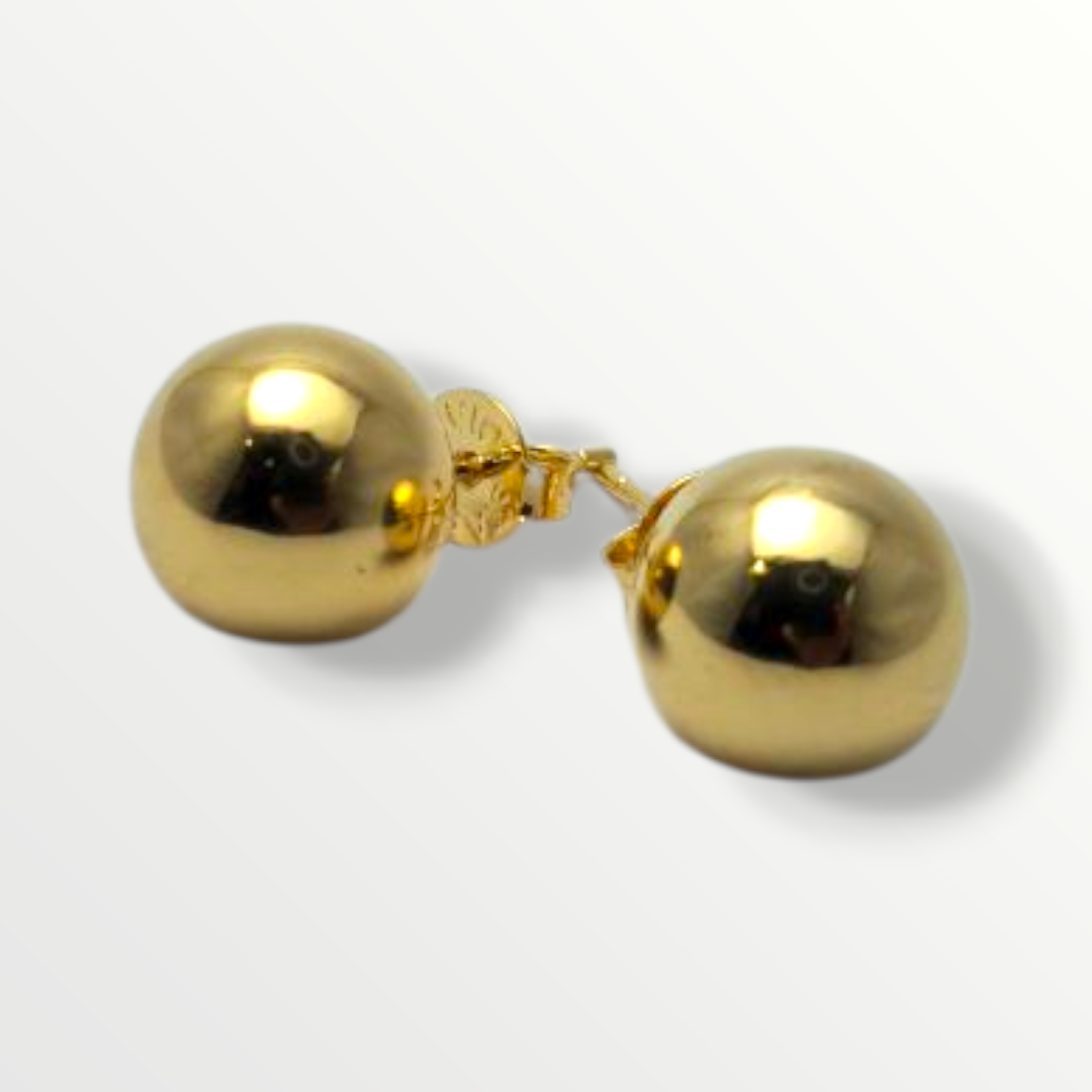 Aros botón esféricos dorados