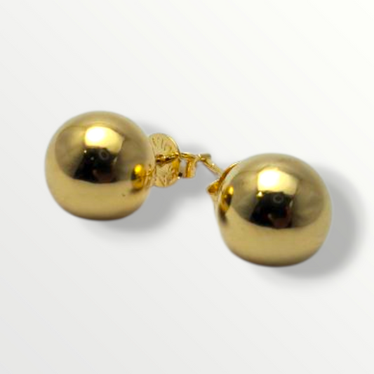 Aros botón esféricos dorados