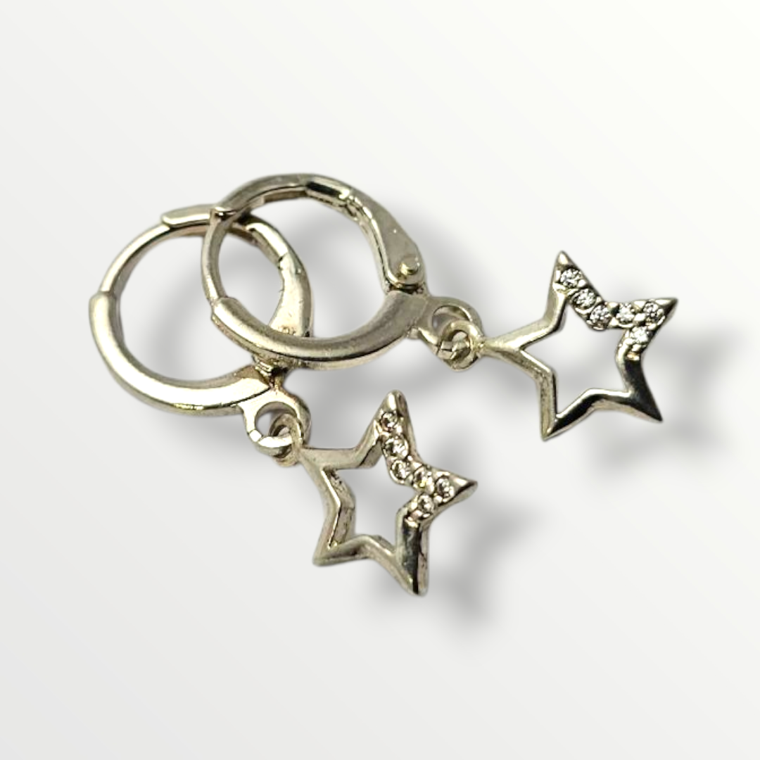 Aros colgantes estrella con circonias