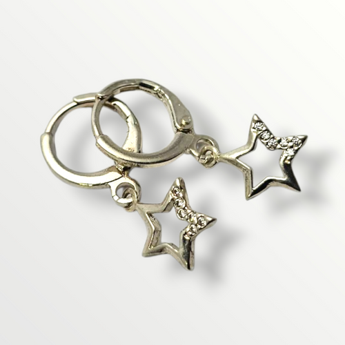 Aros colgantes estrella con circonias