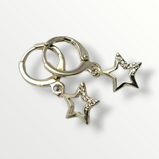 Aros colgantes estrella con circonias