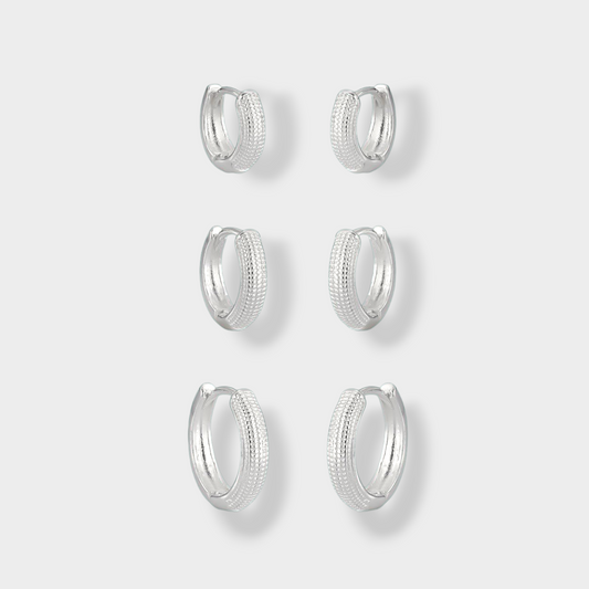 Aros Orenza Clásicos – Plata 925 (Set 3 pares)