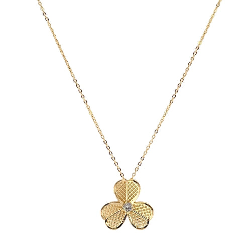 Collar dorado - Flor con circonio