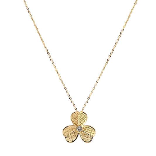 Collar dorado - Flor con circonio