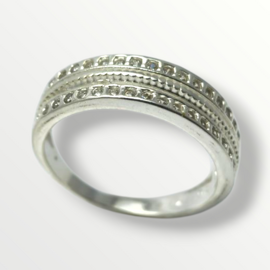 Anillo en Plata 925 con doble línea de circonias