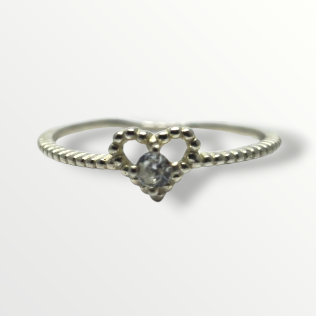 Anillo corazón en Plata 925 con circonia central