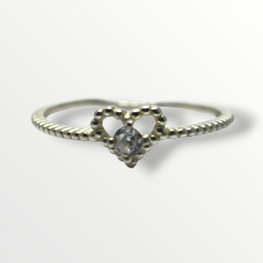 Anillo corazón en Plata 925 con circonia central