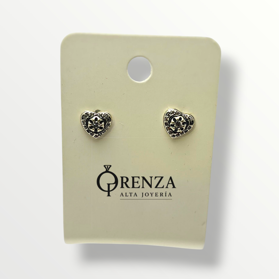 Aros corazón pequeños con relieve - Plata 925